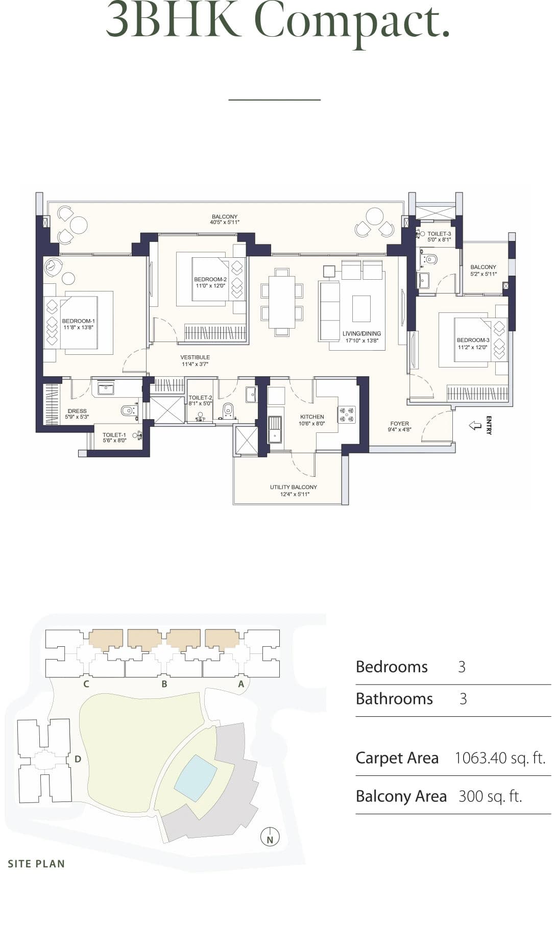 Floor Plan - 3 BHK