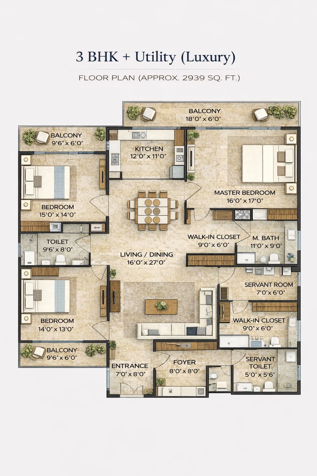Floor Plan - 3 BHK