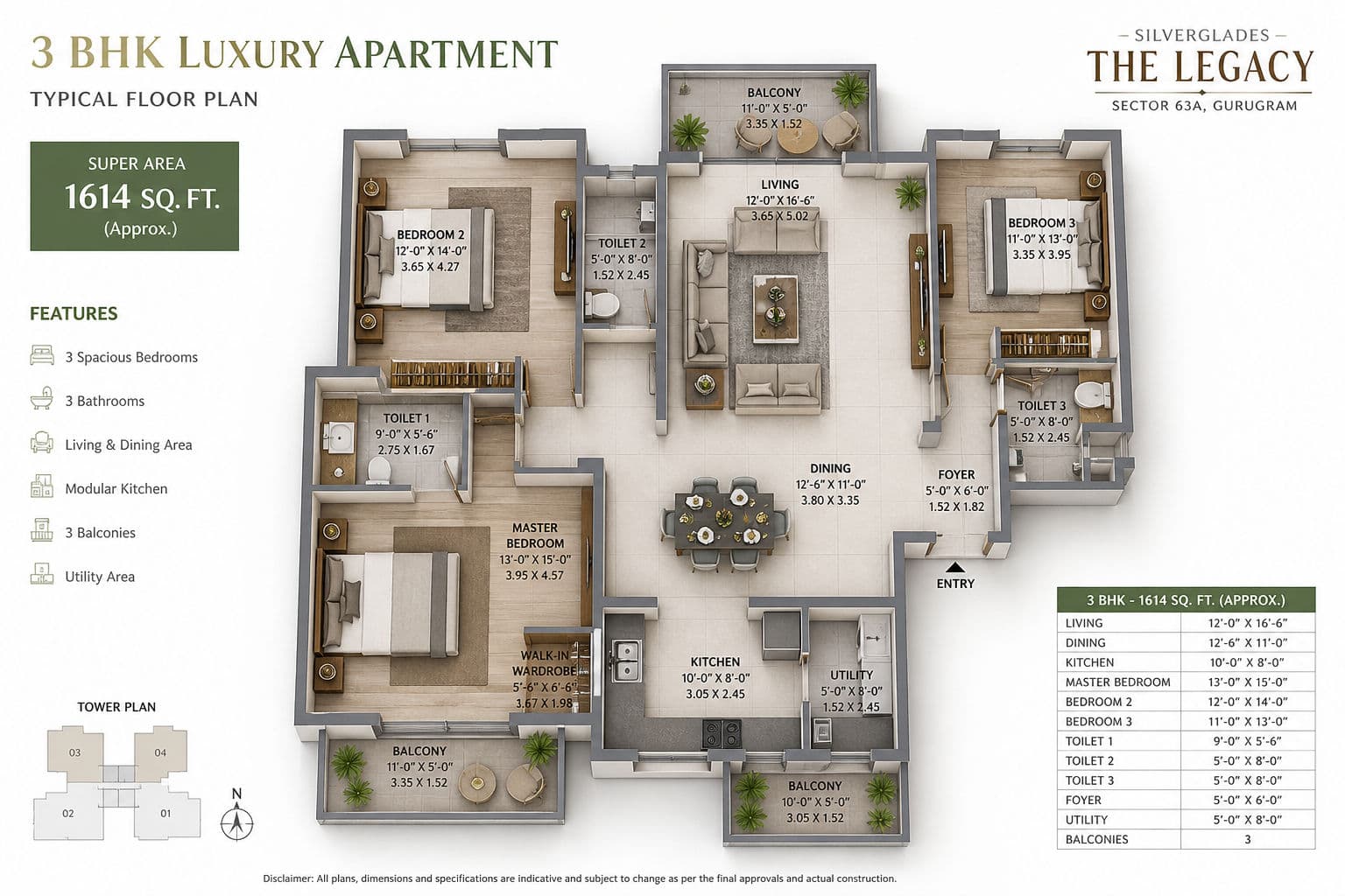 Floor Plan - 3 BHK